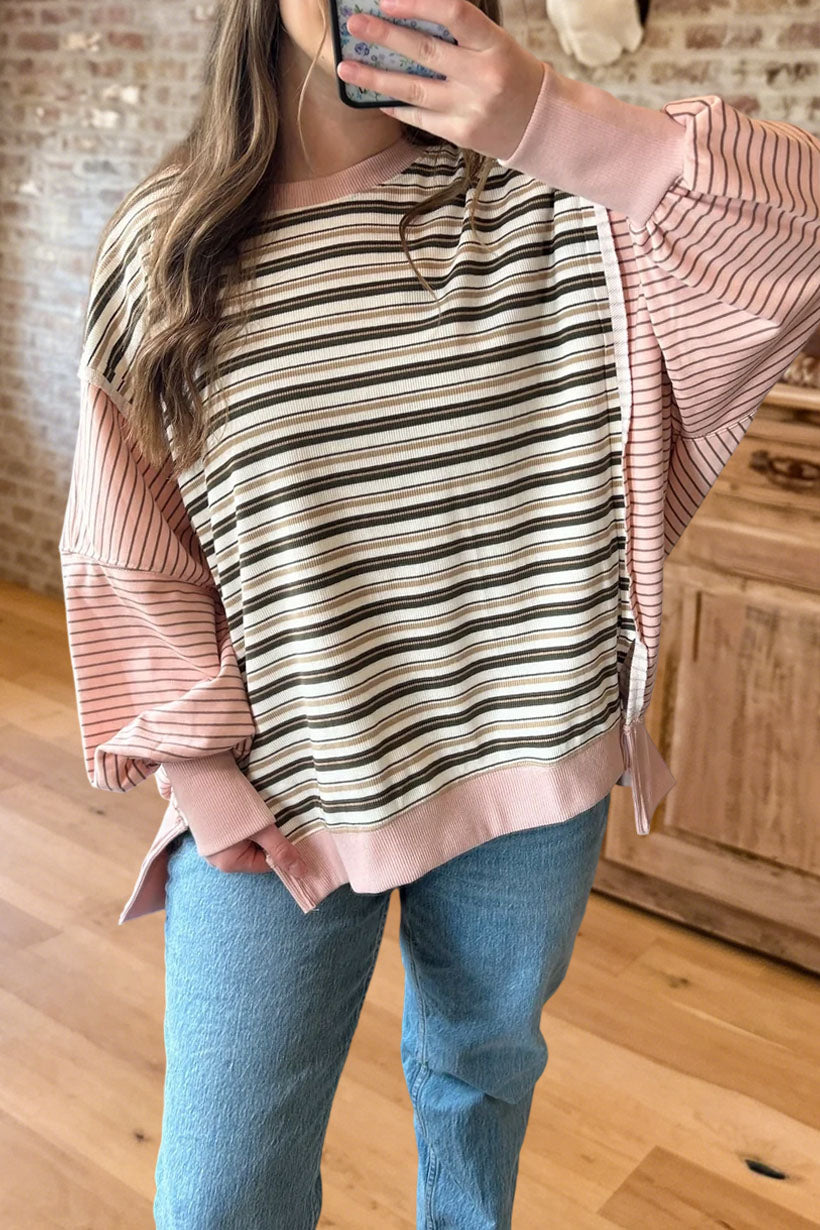 Casual Striped Oversized Sweatshirt