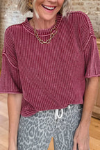 Casual Short Sleeve Knit Top