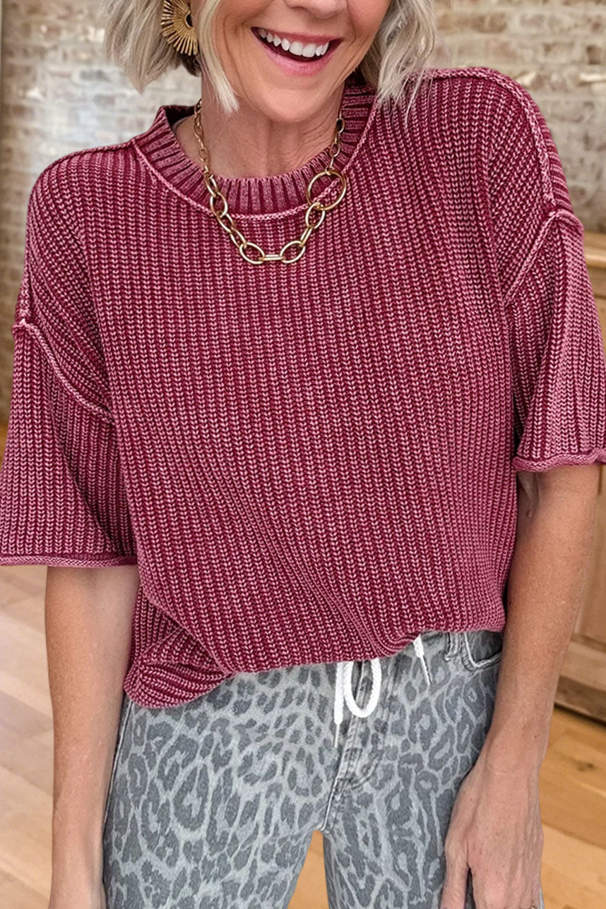 Casual Short Sleeve Knit Top