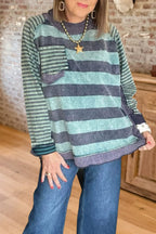 Striped Patchwork Pocket Sweatshirt