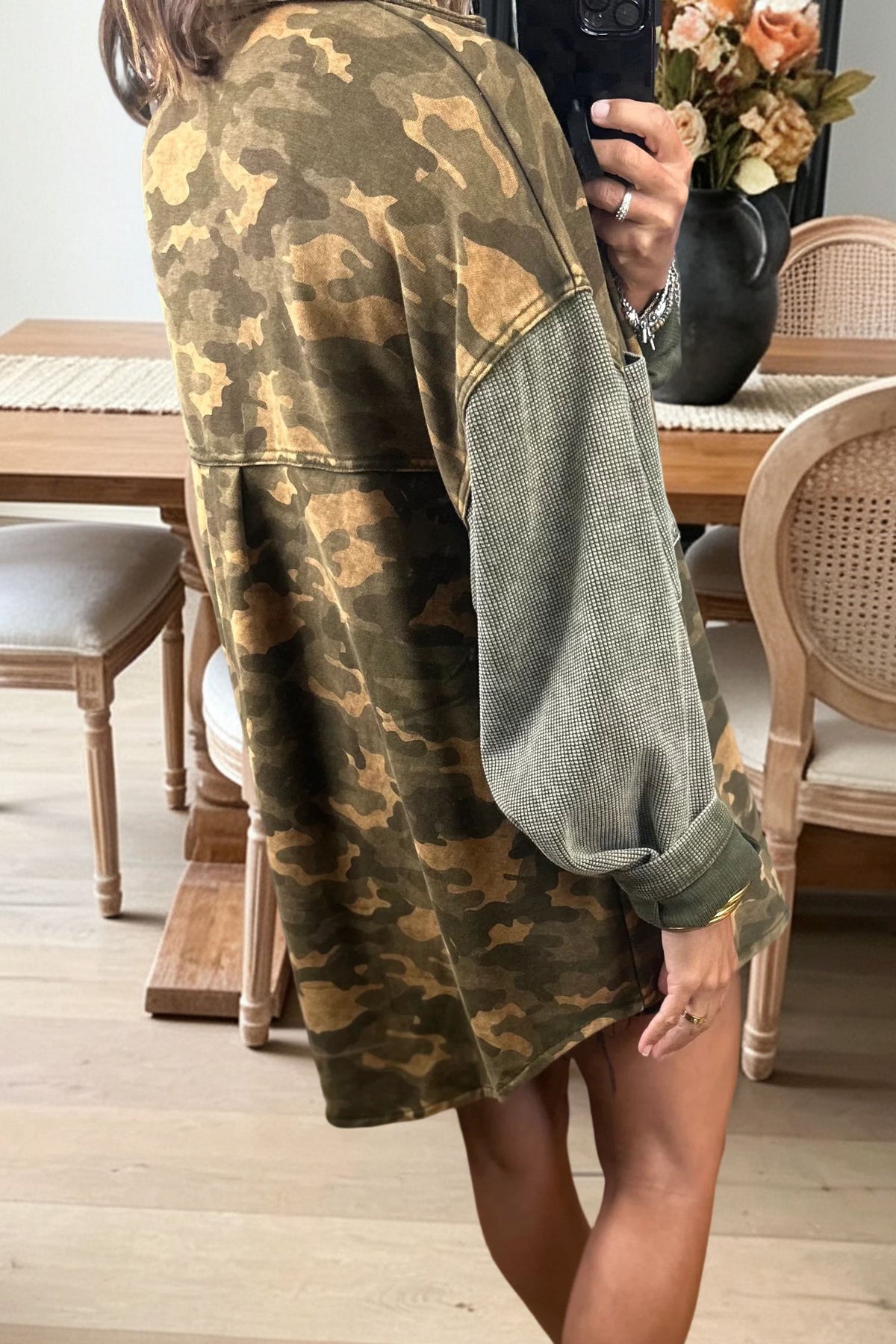 Camo Patchwork Button Down Jacket