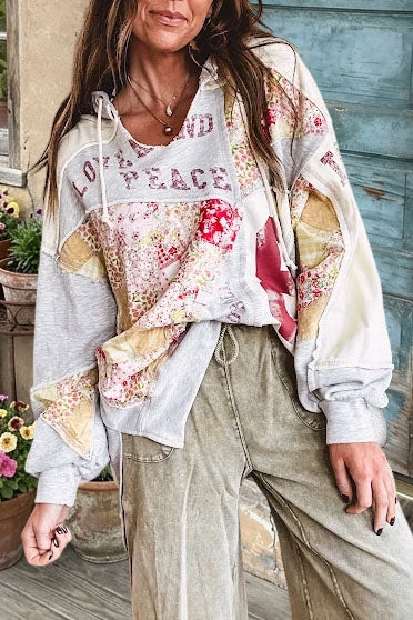 Causal Patchwork Graphic Pullover