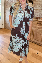 Floral Short Sleeve Shirt Dress