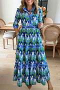 Geometric Print Tiered Maxi Dress