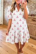Floral Striped Ruffle Hem Dress