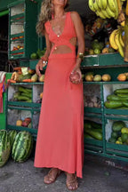 Boho Tie-Dye Cut-Out Maxi Dress