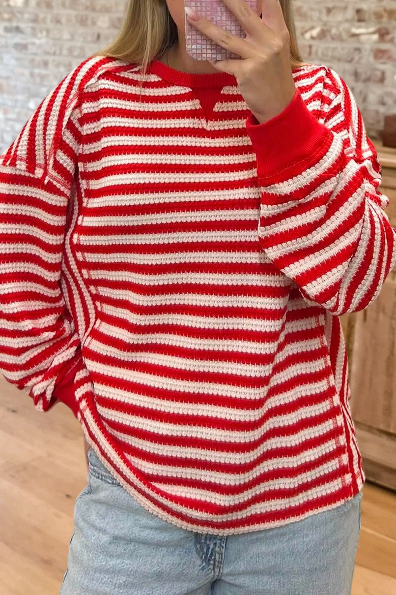Striped Crew Neck Knit Top