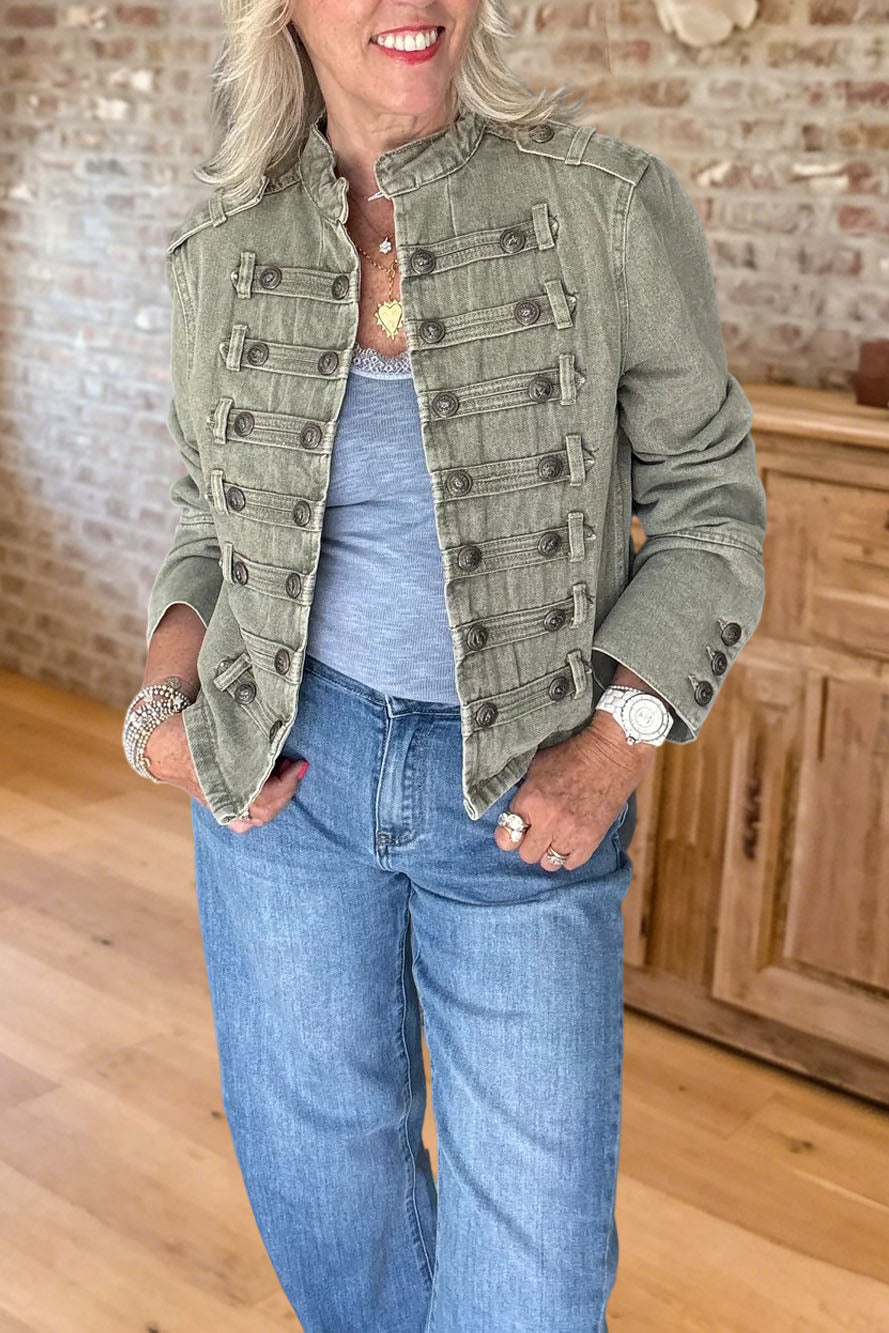 Military Style Denim Jacket