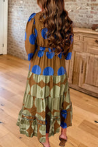 Polka Dot Tiered V-Neck Midi Dress