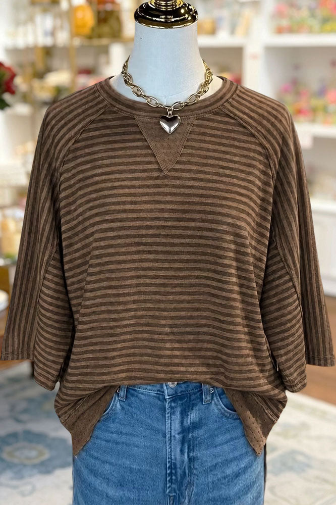 Striped Loose Fit Raglan Top