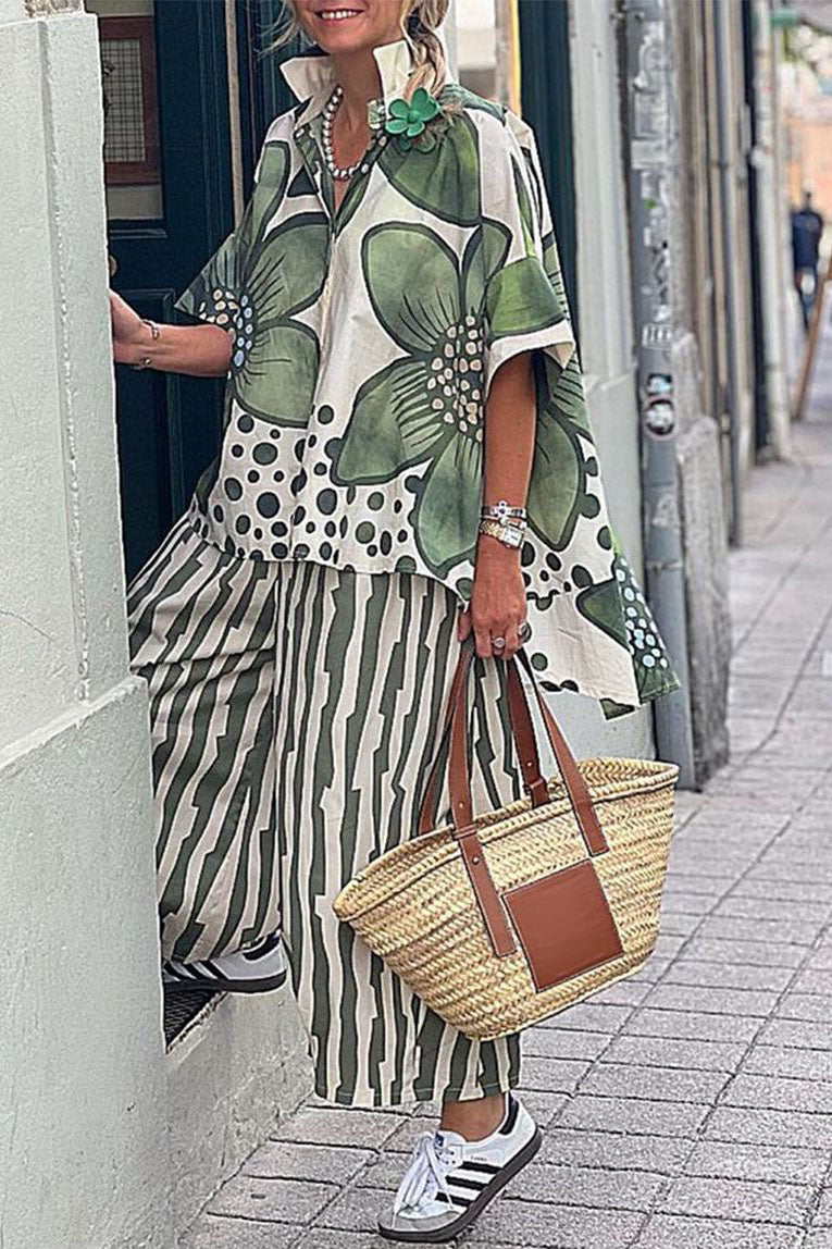 Floral Print Loose Shirt & Pants Set