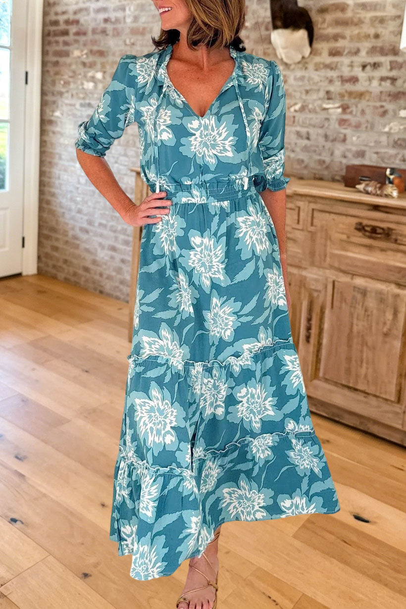 Floral Print Tiered Maxi Dress
