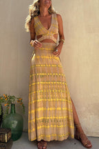 Boho Tie-Dye Cut-Out Maxi Dress