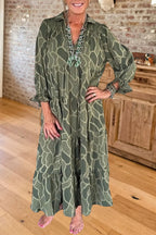 Abstract Pattern Tiered Maxi Dress