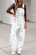 Polka Dot Wide Leg Denim Overalls