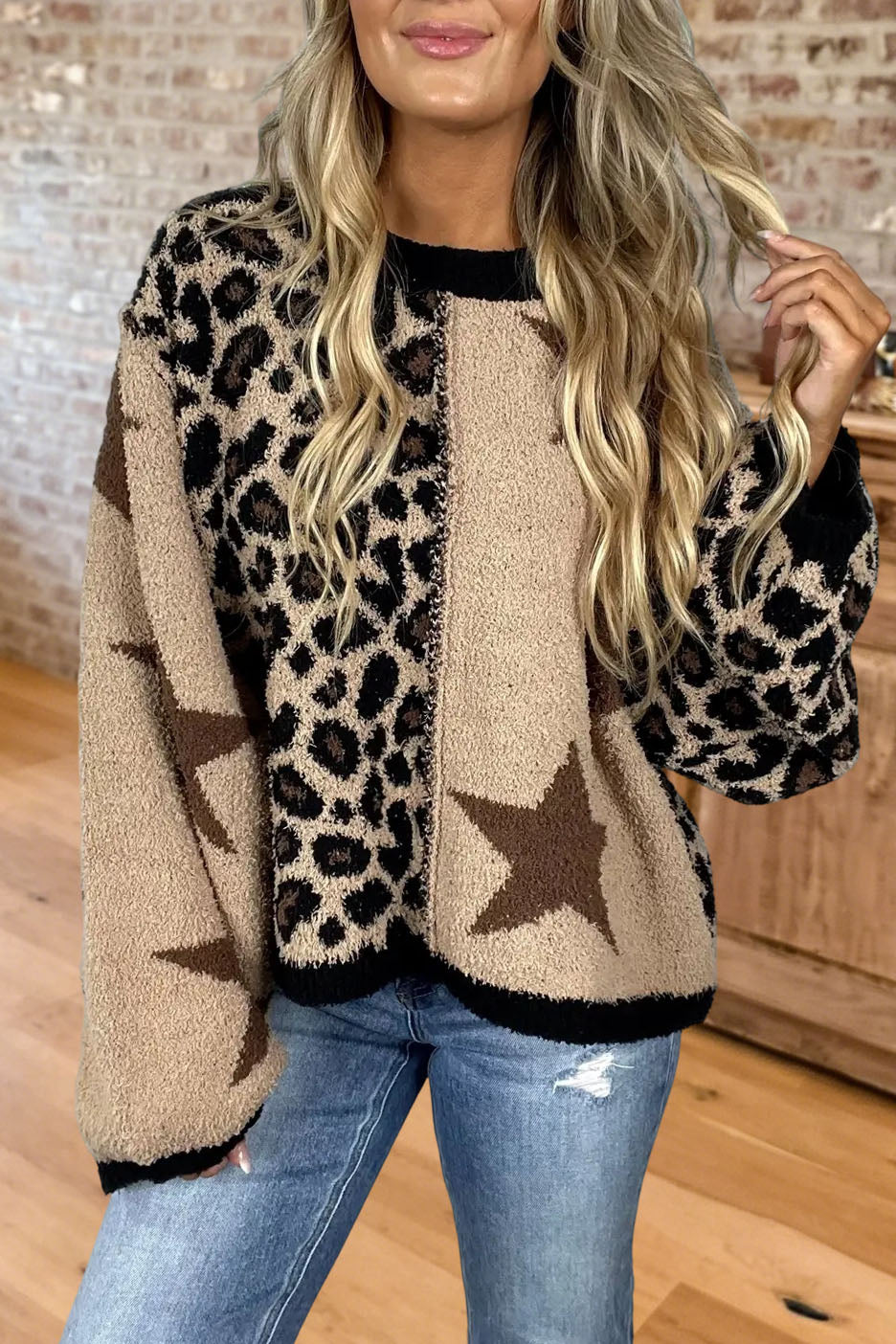 Leopard Star Patchwork Sweater