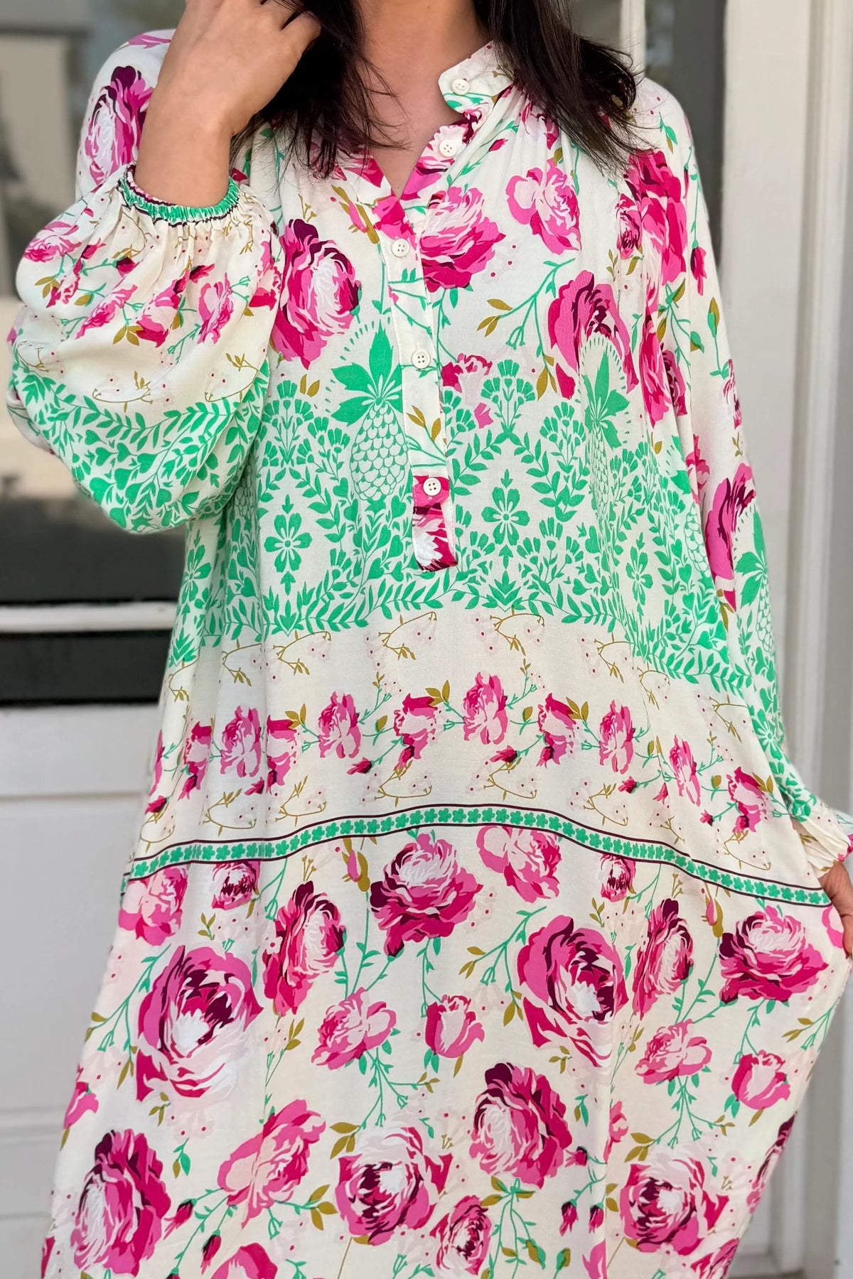 Floral Print Long Sleeve Maxi Dress