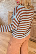 Causal Striped V Neck Sweater