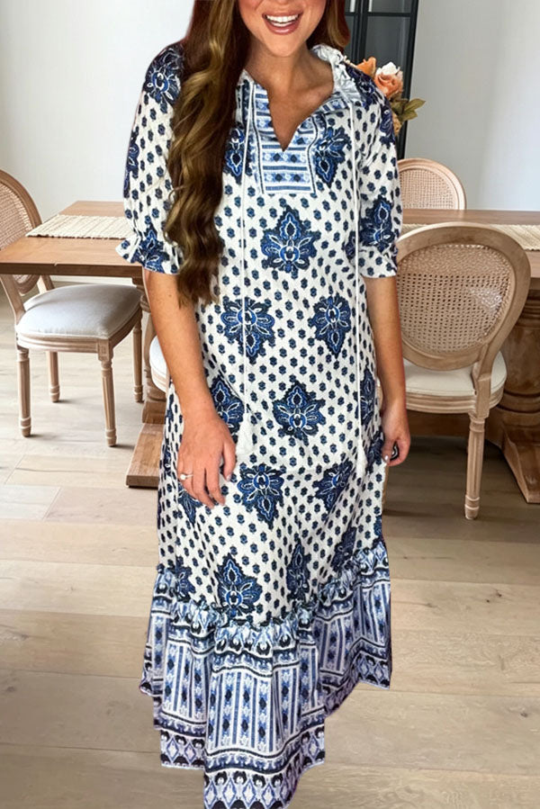Floral Printed Tassel Maxi Dress