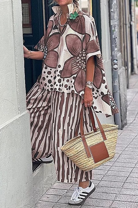 Floral Print Loose Shirt & Pants Set