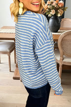 Casual Striped Button Front Sweater