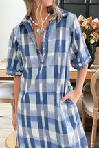 Plaid Scallop Trim Mini Dress