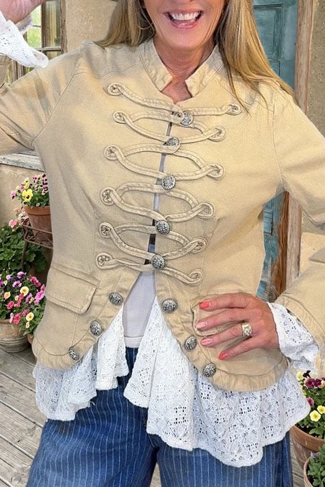 Lace Trim Military Style Jacket