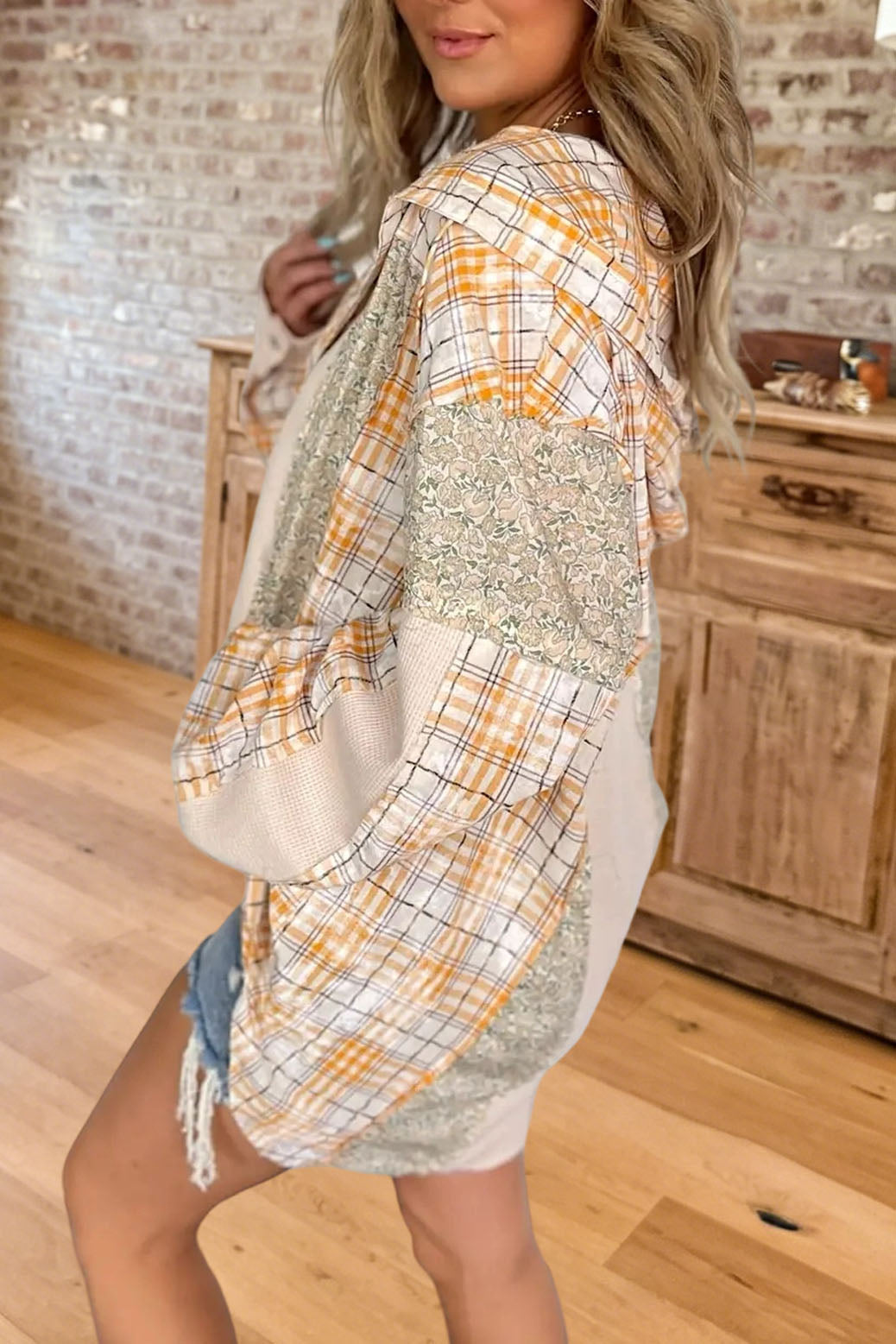 Plaid Patchwork Button Down Coat