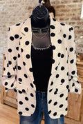 Polka Dot Ruched Sleeve Blazer