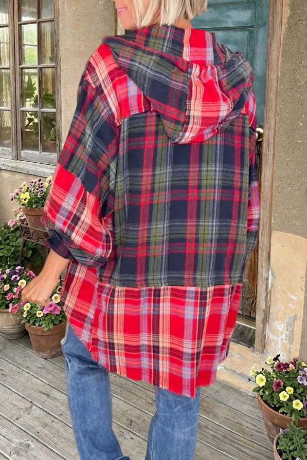 Plaid Patchwork Button Down Shirt