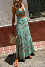 Boho Tie-Dye Cut-Out Maxi Dress