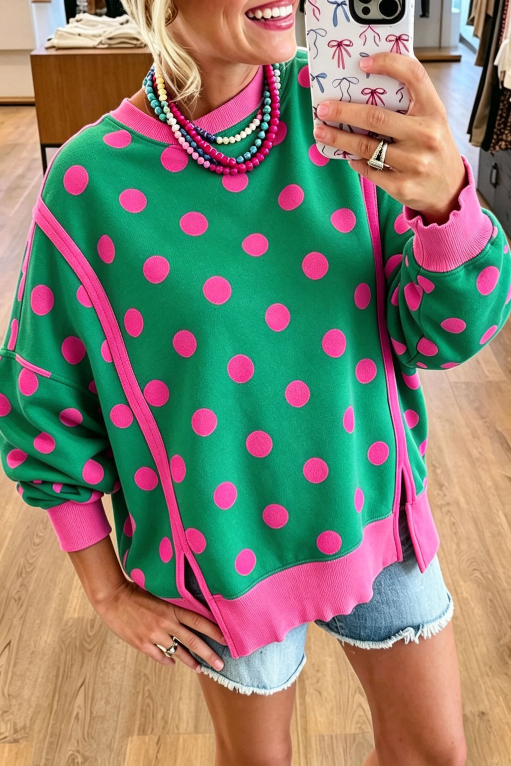 Polka Dot Crewneck Sweatshirt