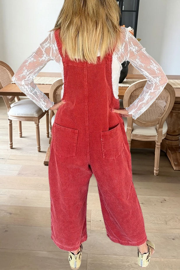 Floral Patchwork Corduroy Overalls