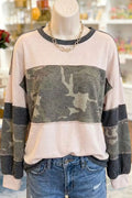 Camo Patchwork Long Sleeve Sweatshirt