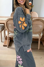 Causal Floral Applique Sweatshirt