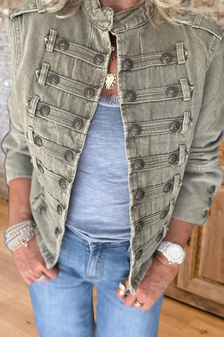 Military Style Denim Jacket