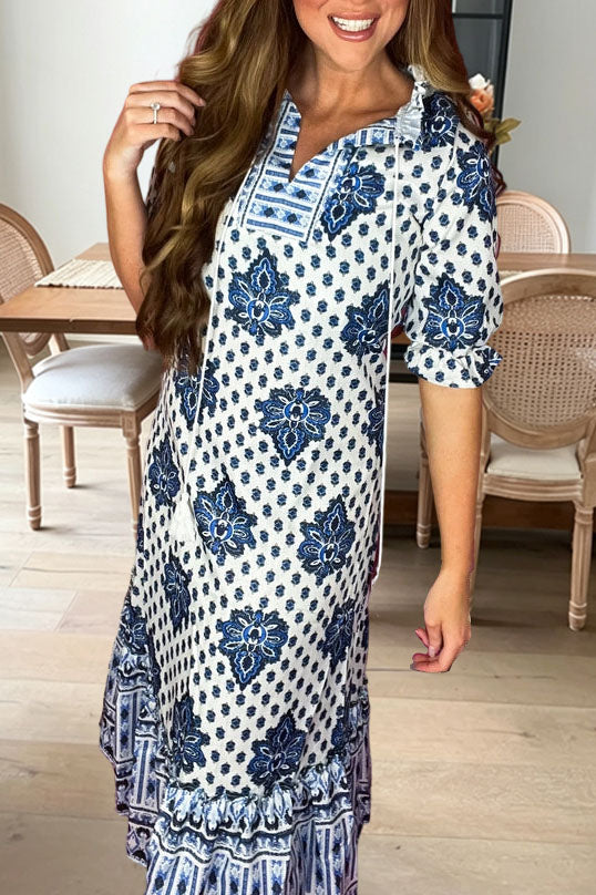 Floral Printed Tassel Maxi Dress
