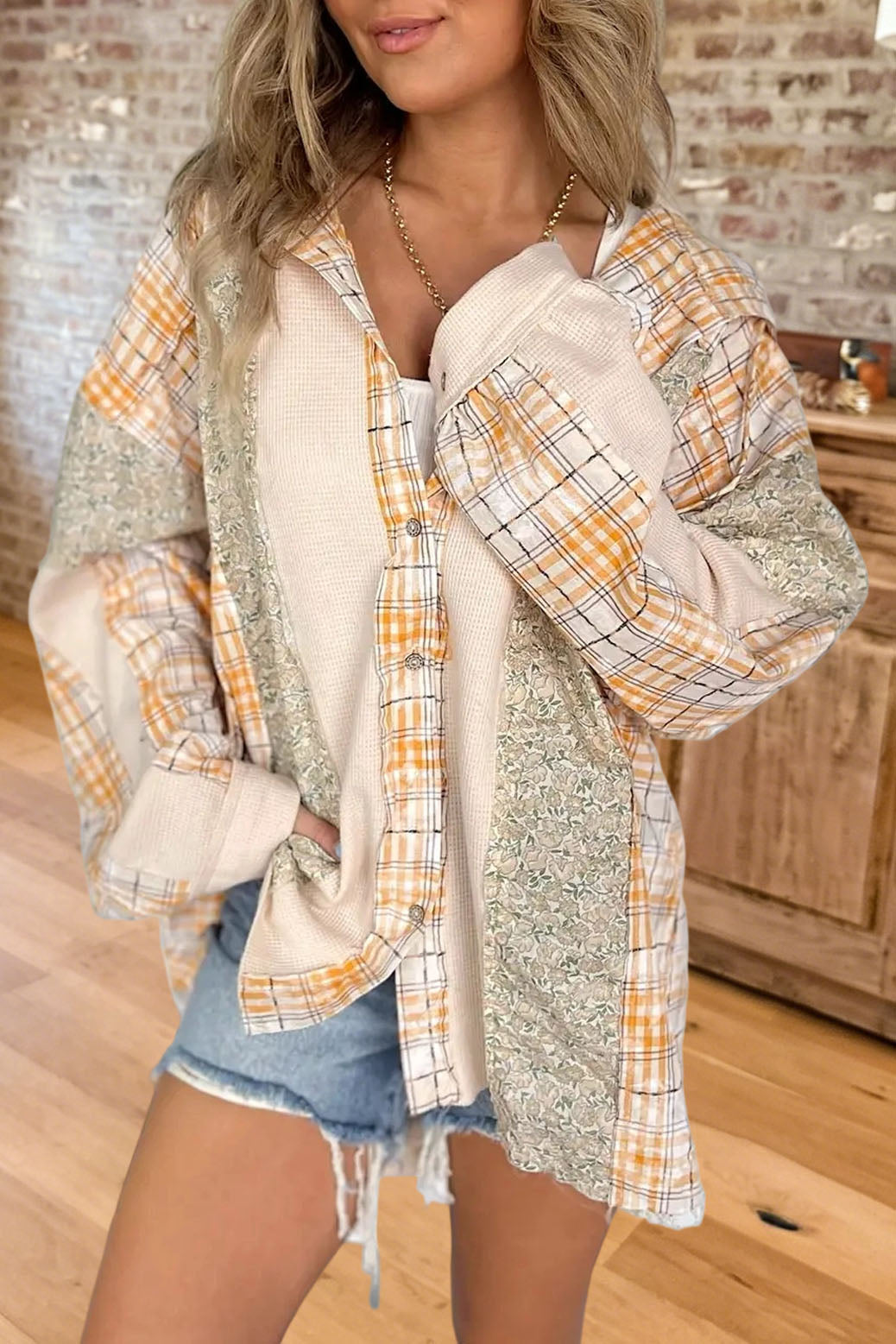 Plaid Patchwork Button Down Coat