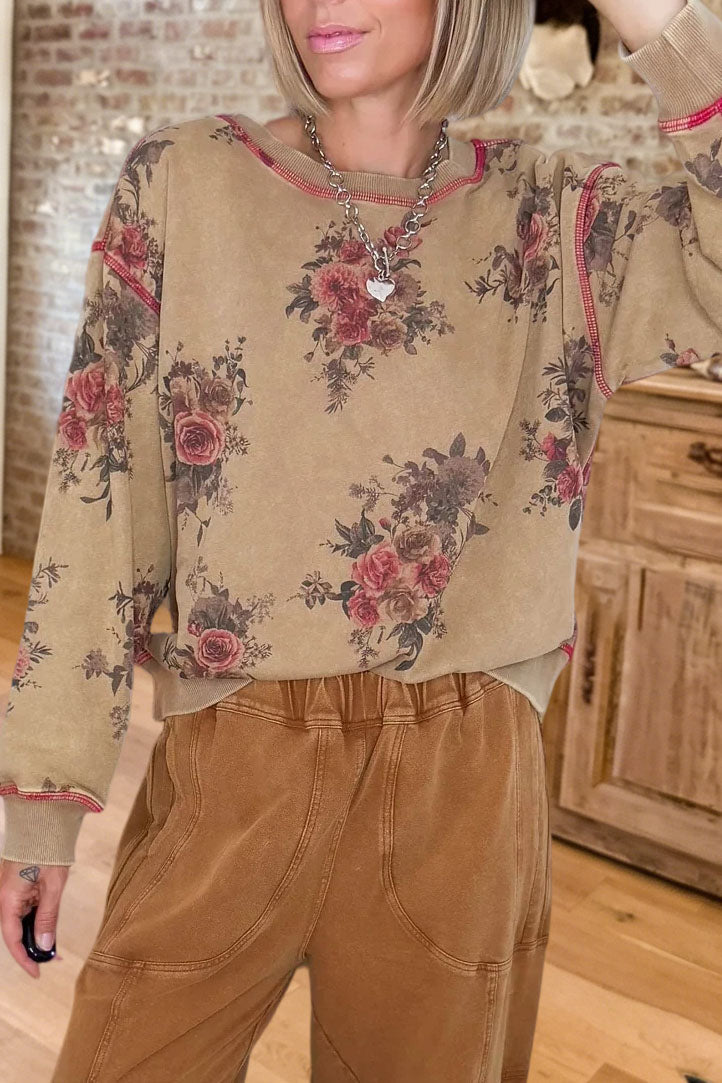 Vintage Floral Printed Sweatshirt