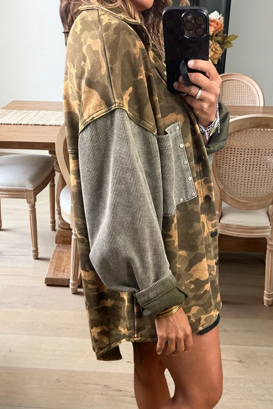 Camo Patchwork Button Down Jacket
