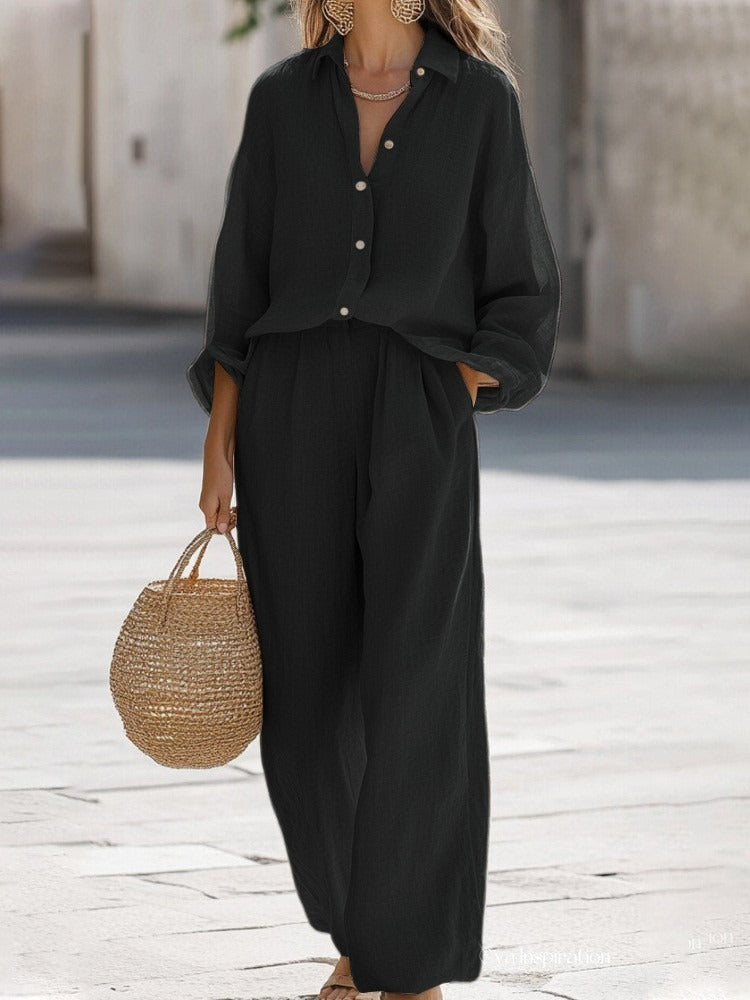 Casual 2-Piece Button-Down Set