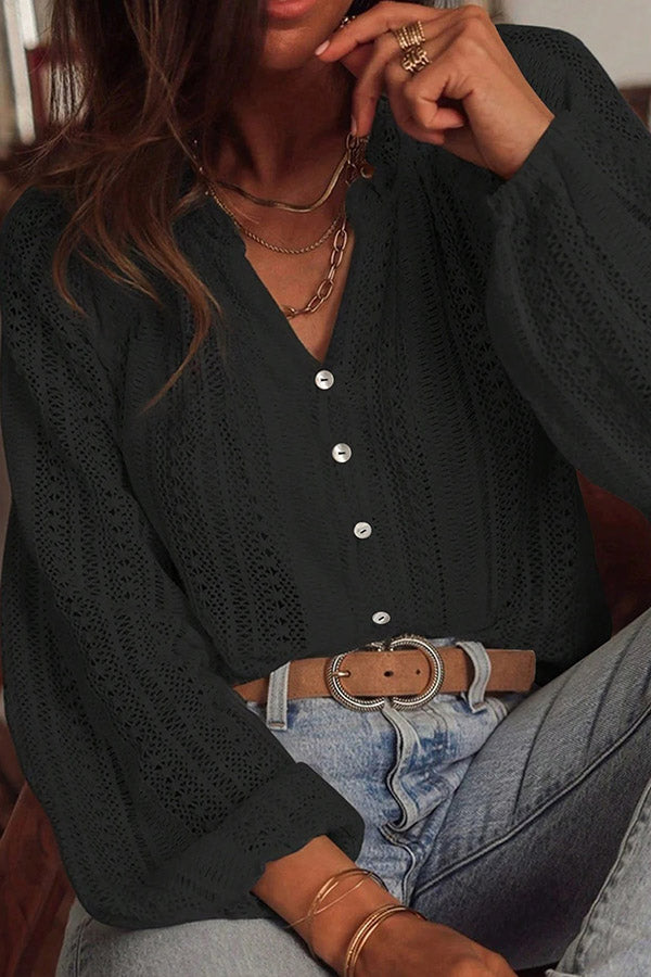 Crochet Lace Button-Down Shirt