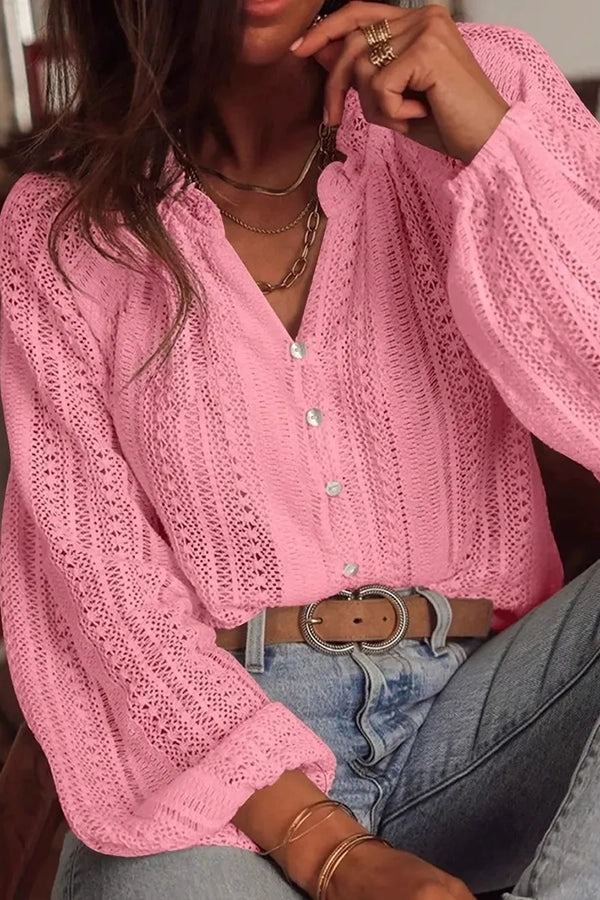 Crochet Lace Button-Down Shirt