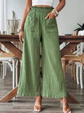 High-Waist Plated Wide-Leg Pocket Pants