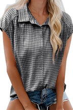 Gingham Plaid Short Sleeve Button Shirt