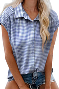 Gingham Plaid Short Sleeve Button Shirt