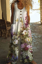 Boho Floral Print Sleeveless Jumpsuit