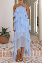 Elegant Ruffled Halter Maxi Dress