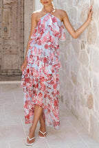 Elegant Ruffled Halter Maxi Dress