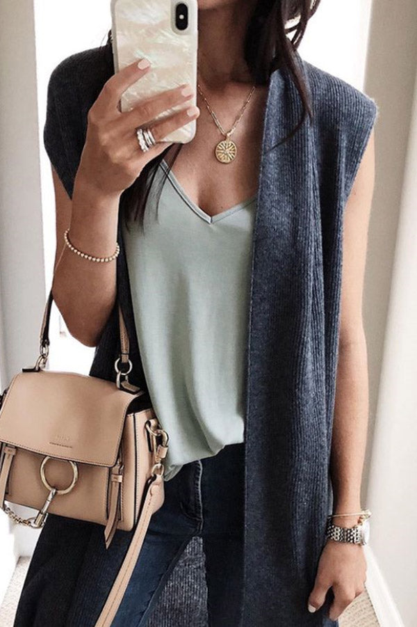 Chic Longline Open Front Knit Vest